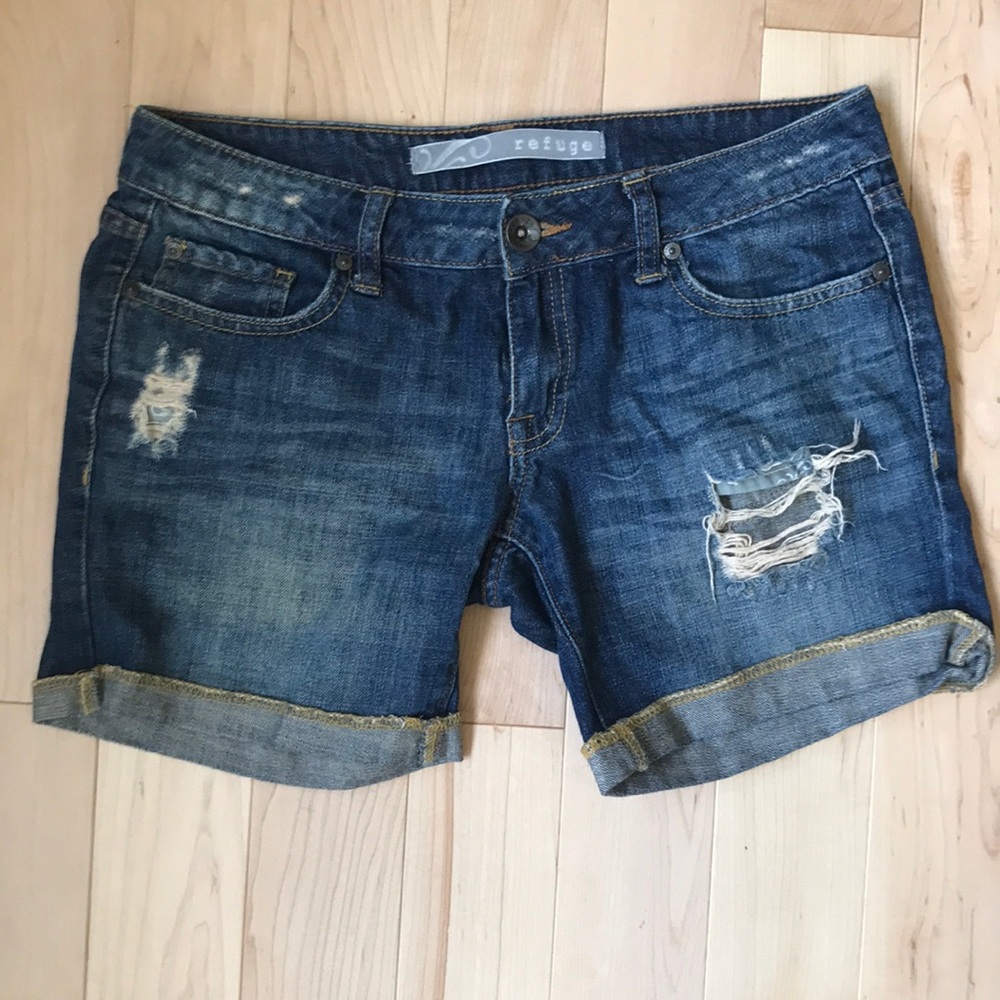 Refuge Distressed Low rise Jean Shorts